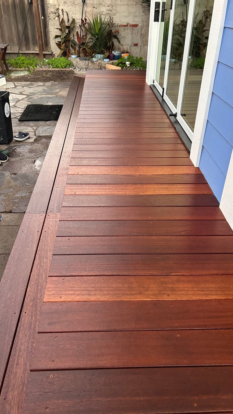 Deck stained mahogany